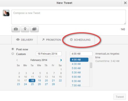 scheduling Screenshot of Twitter scheduling